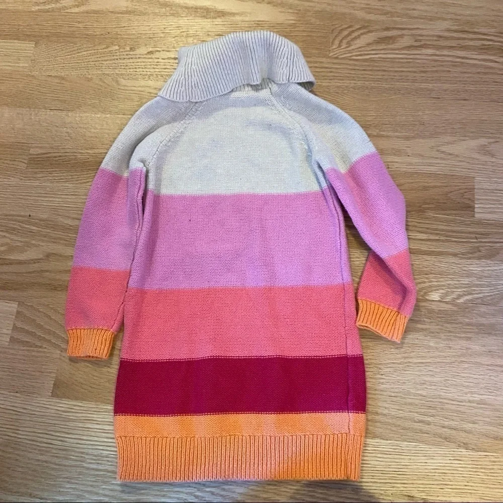 Gap Turtleneck Sweater Dress Sz 4 Kids Girls Pink Knit Striped Long Sleeve